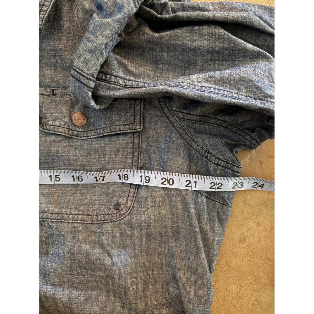 Duluth Trading Co L Womens Rootstock Chambray Utility Shirt Dress Organic Cotton - Picture 7 of 13
